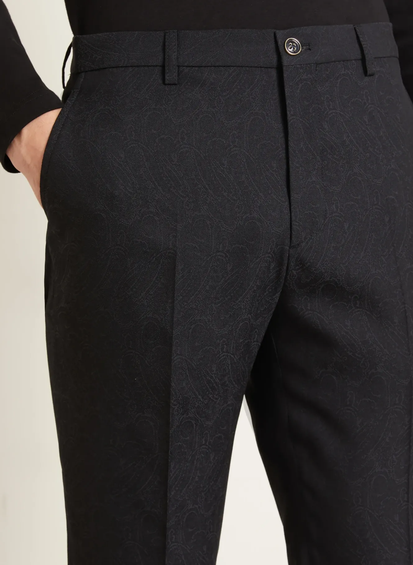 Anzughose Slim Fit aus Jacquard