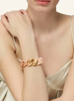 Armbänder FLAT CHAIN BRACELET TWO COLOR WITH GOLD BLUSH MARBLE PEACH SORBET by GLAMBOU