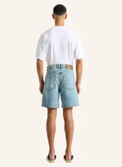 Bermudashorts aus verwaschenem Denim in Light Blue