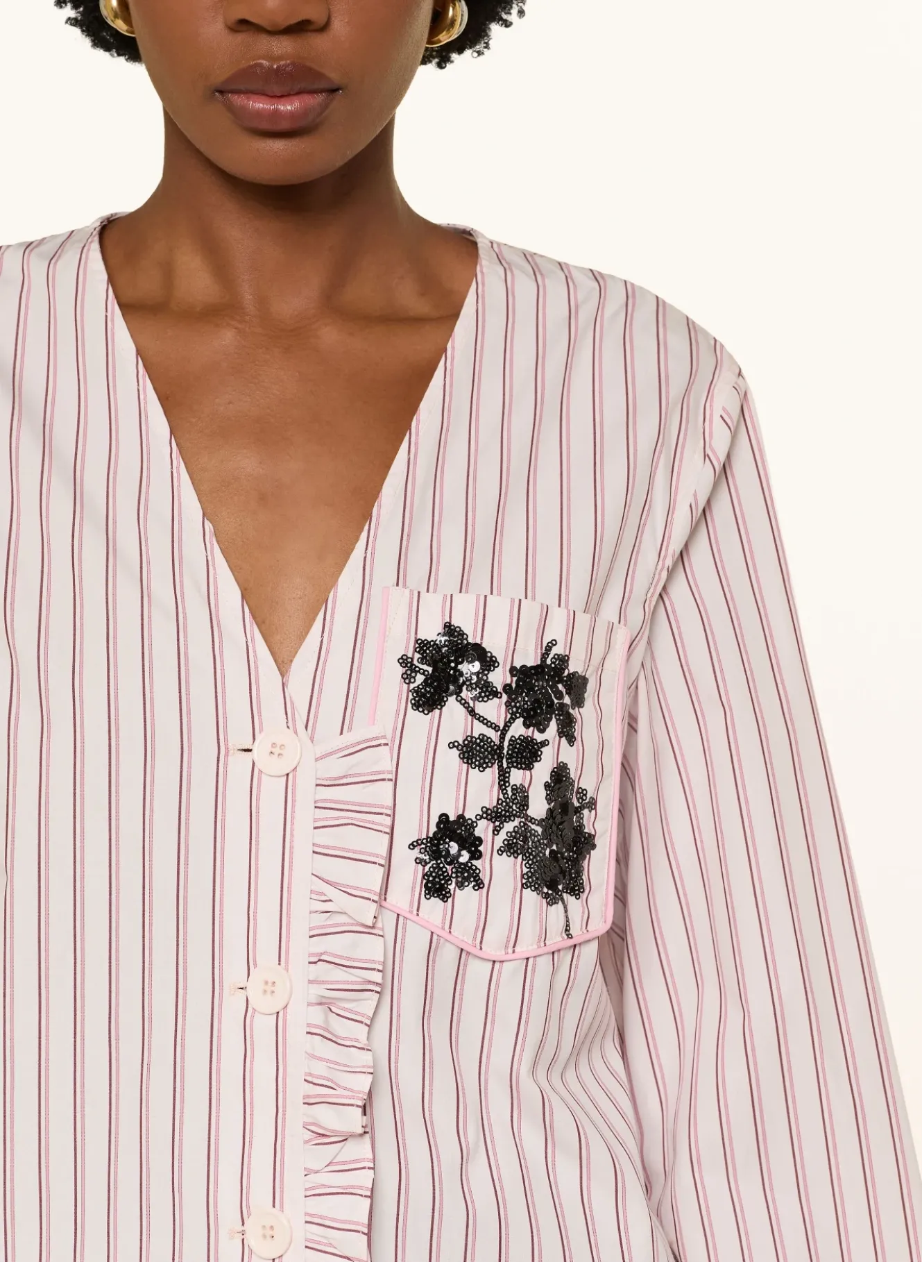 Bluse BRIEL mit Pailletten und Rüschen