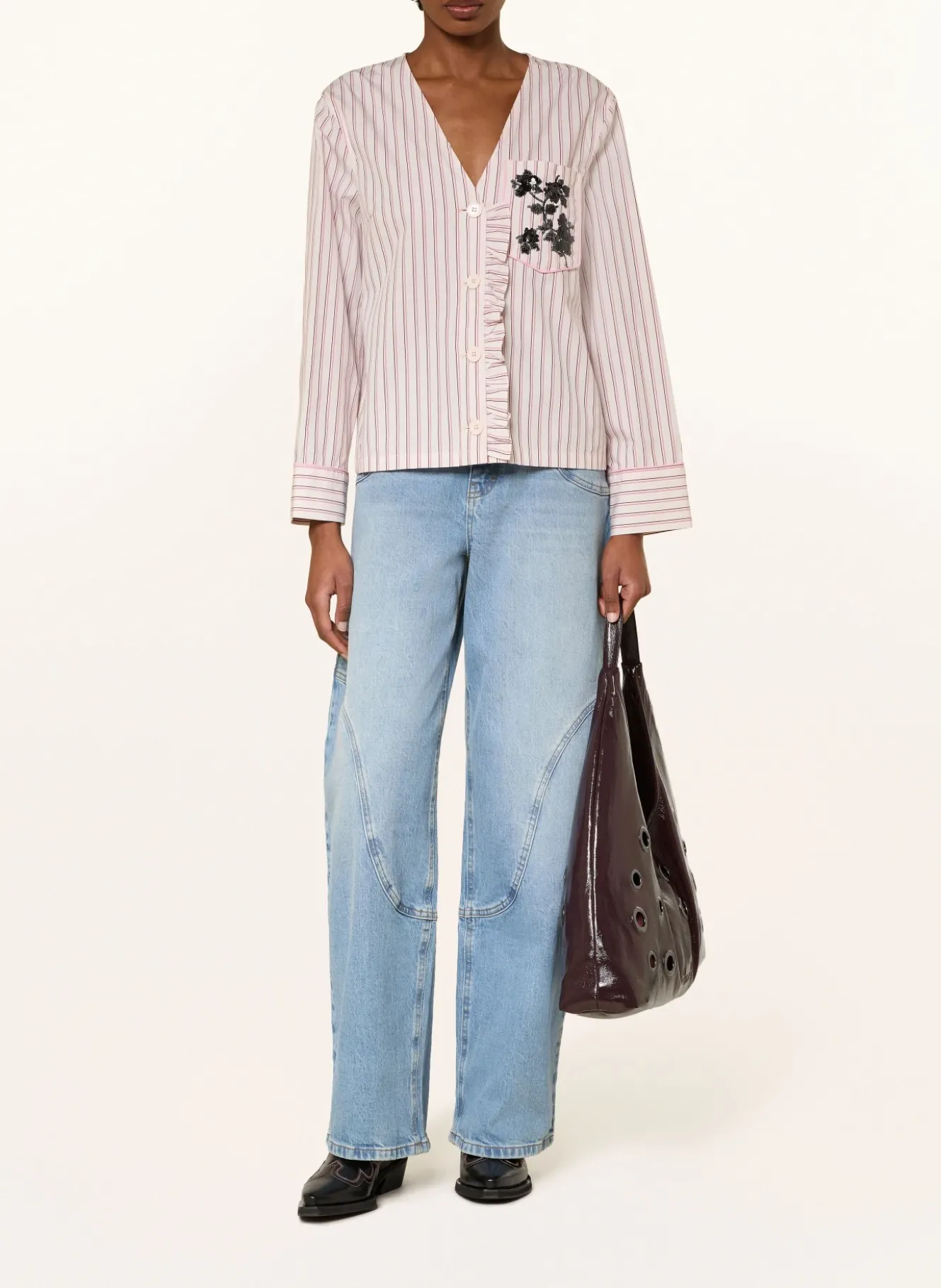 Bluse BRIEL mit Pailletten und Rüschen