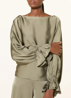 Blusenshirt aus Satin mit Volants