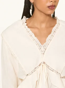Blusenshirt DAMIENNE mit Leinen und Spitze