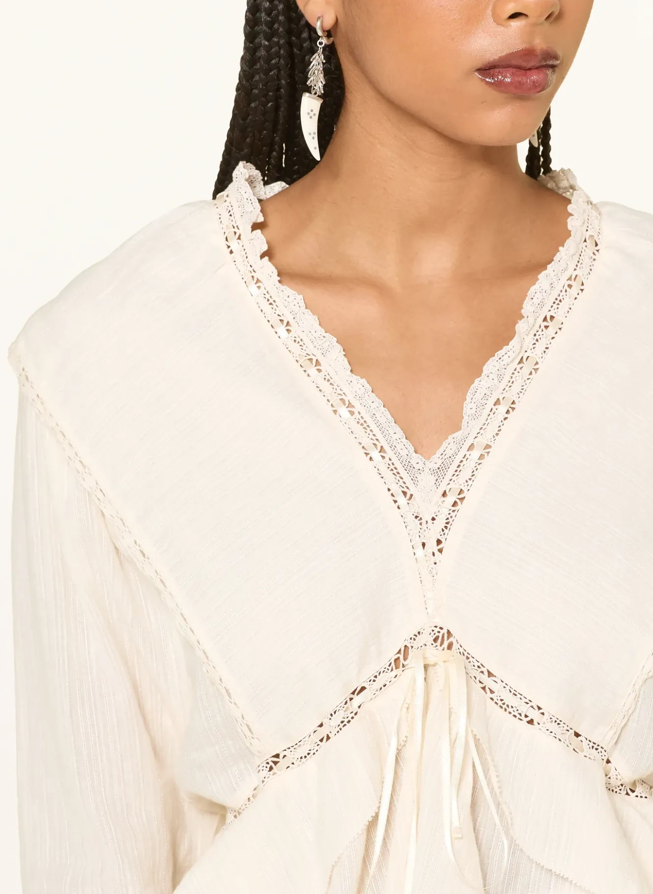 Blusenshirt DAMIENNE mit Leinen und Spitze