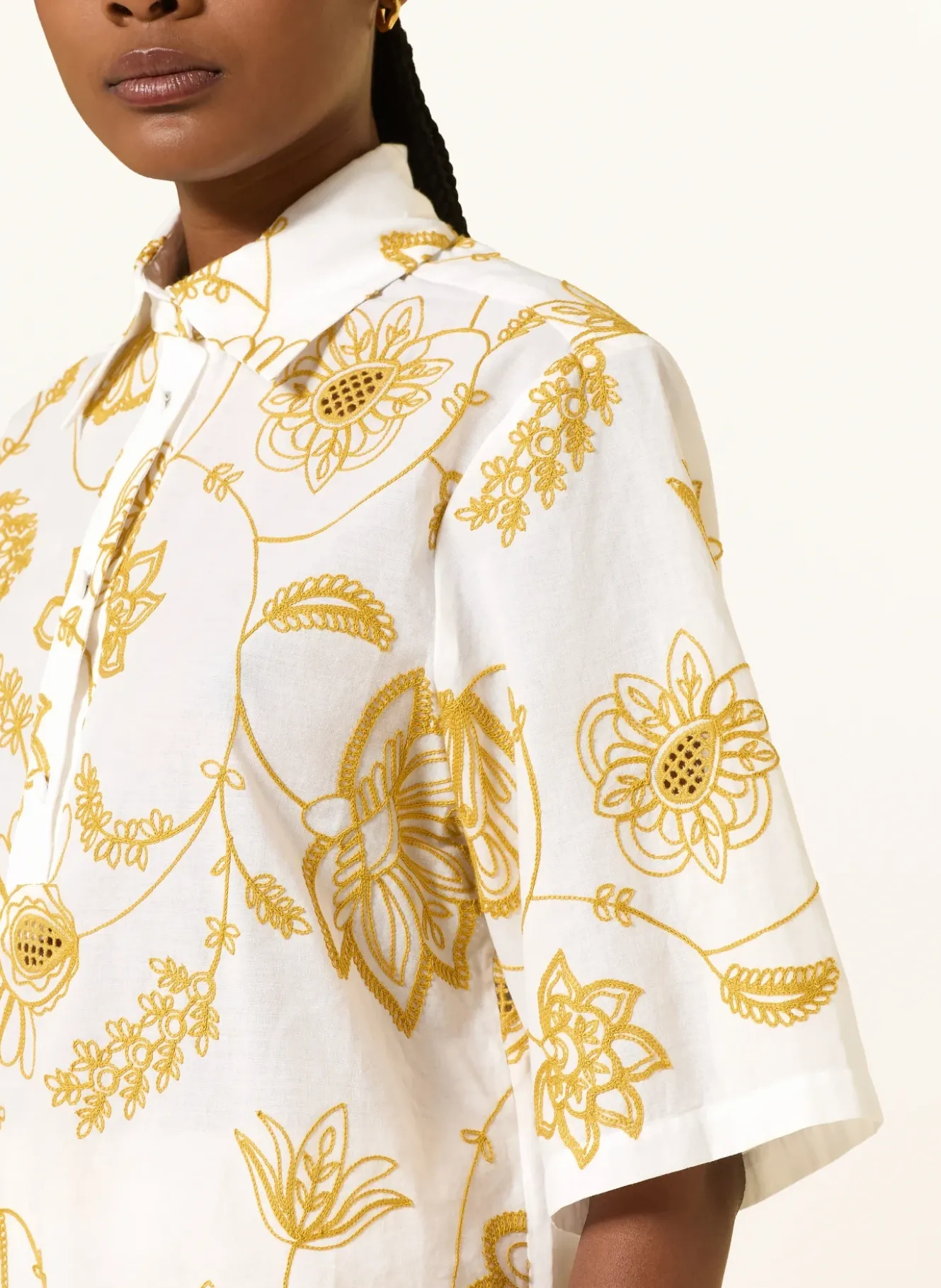 Blusenshirt IZANA mit Lochspitze und 3/4-Arm