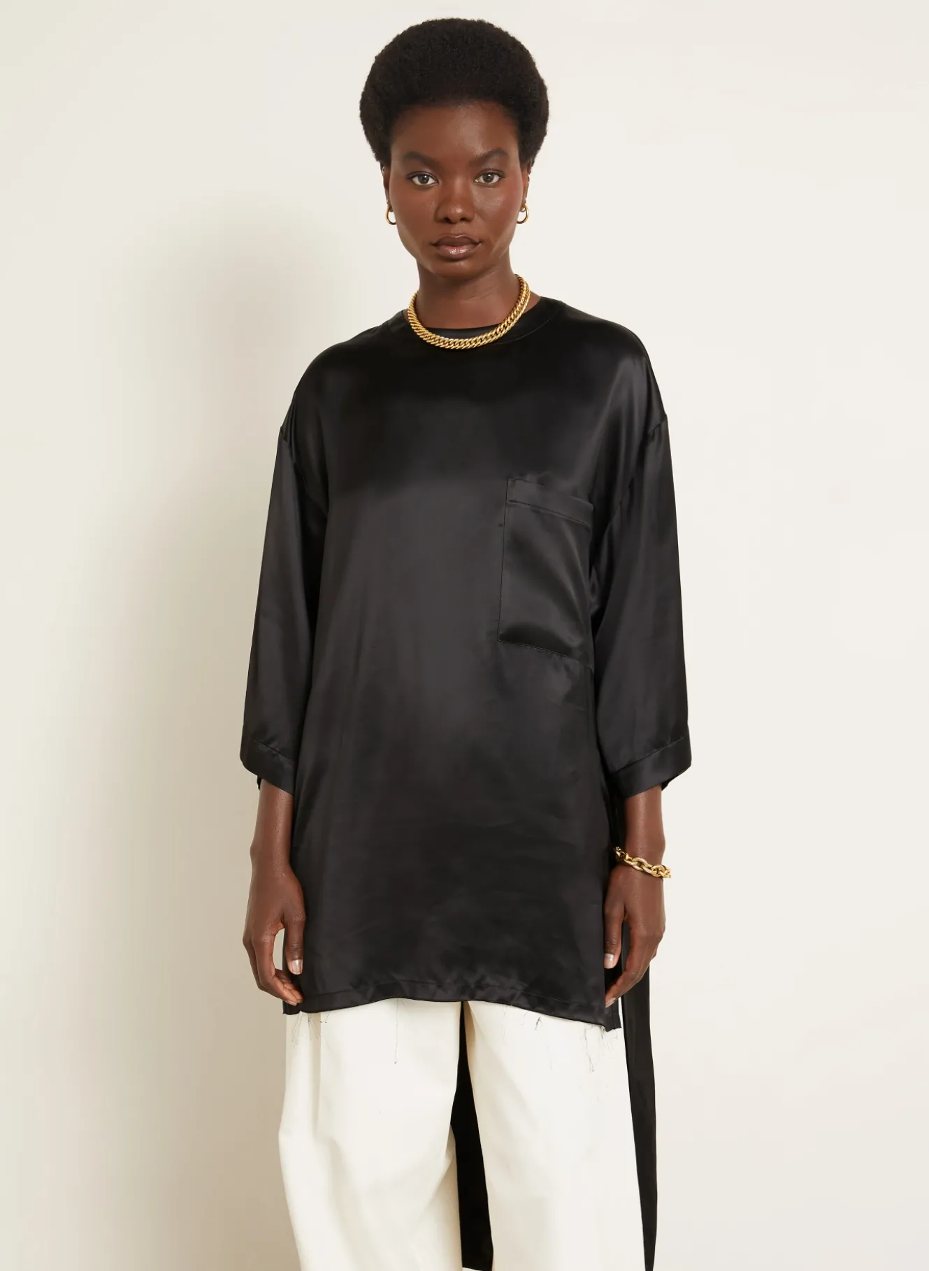 Blusenshirt TARA aus Satin mit 3/4-Arm
