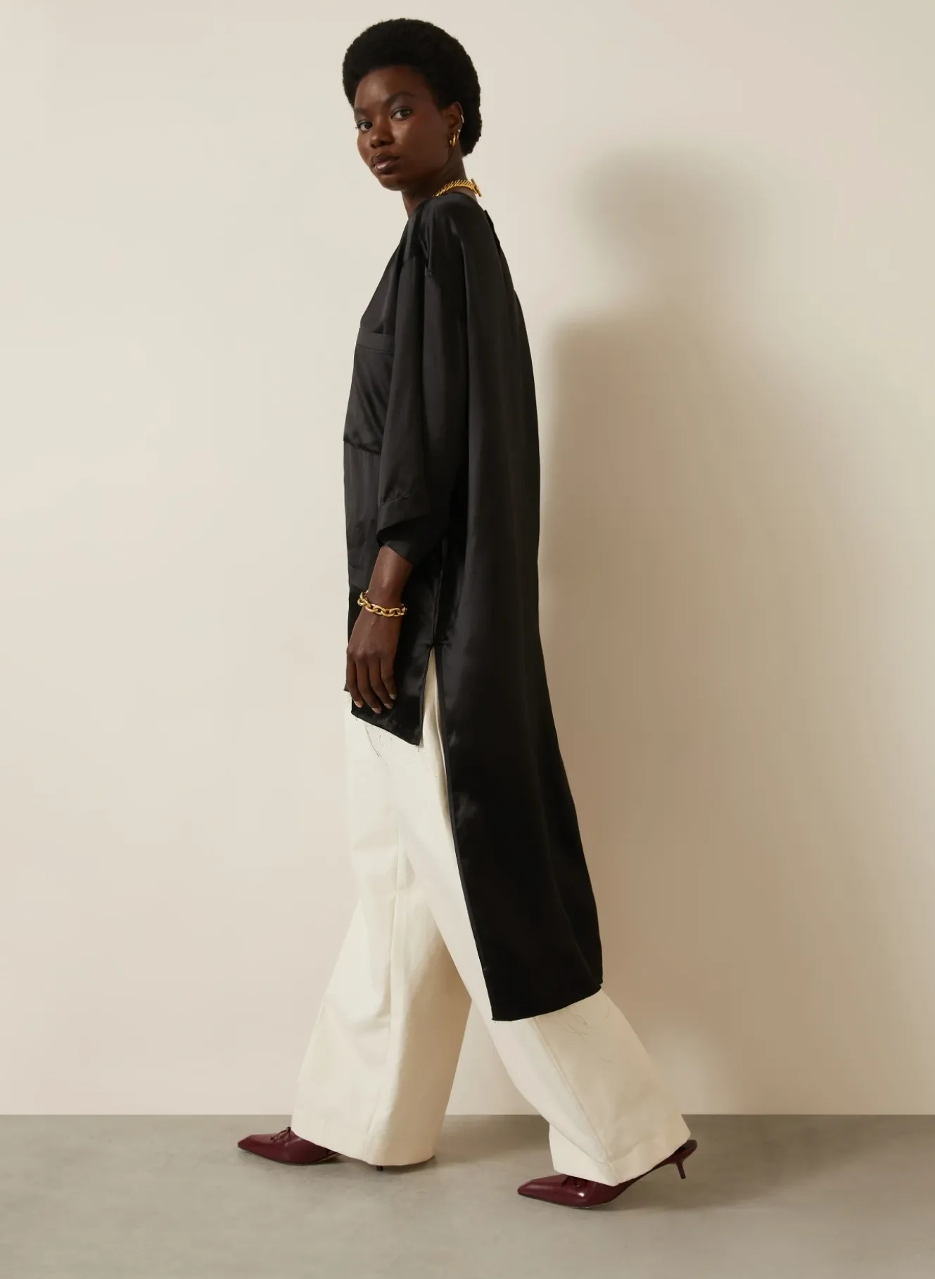 Blusenshirt TARA aus Satin mit 3/4-Arm