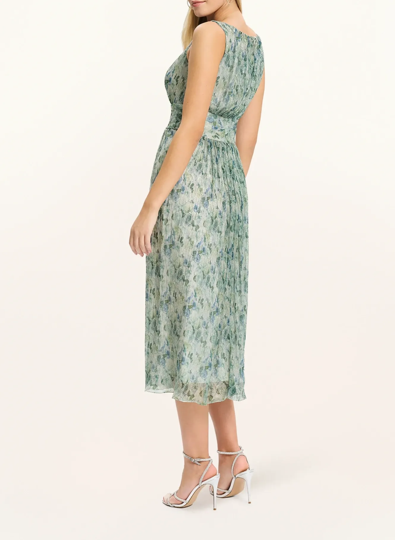 Cocktailkleid mit Plissees und Glitzergarn
