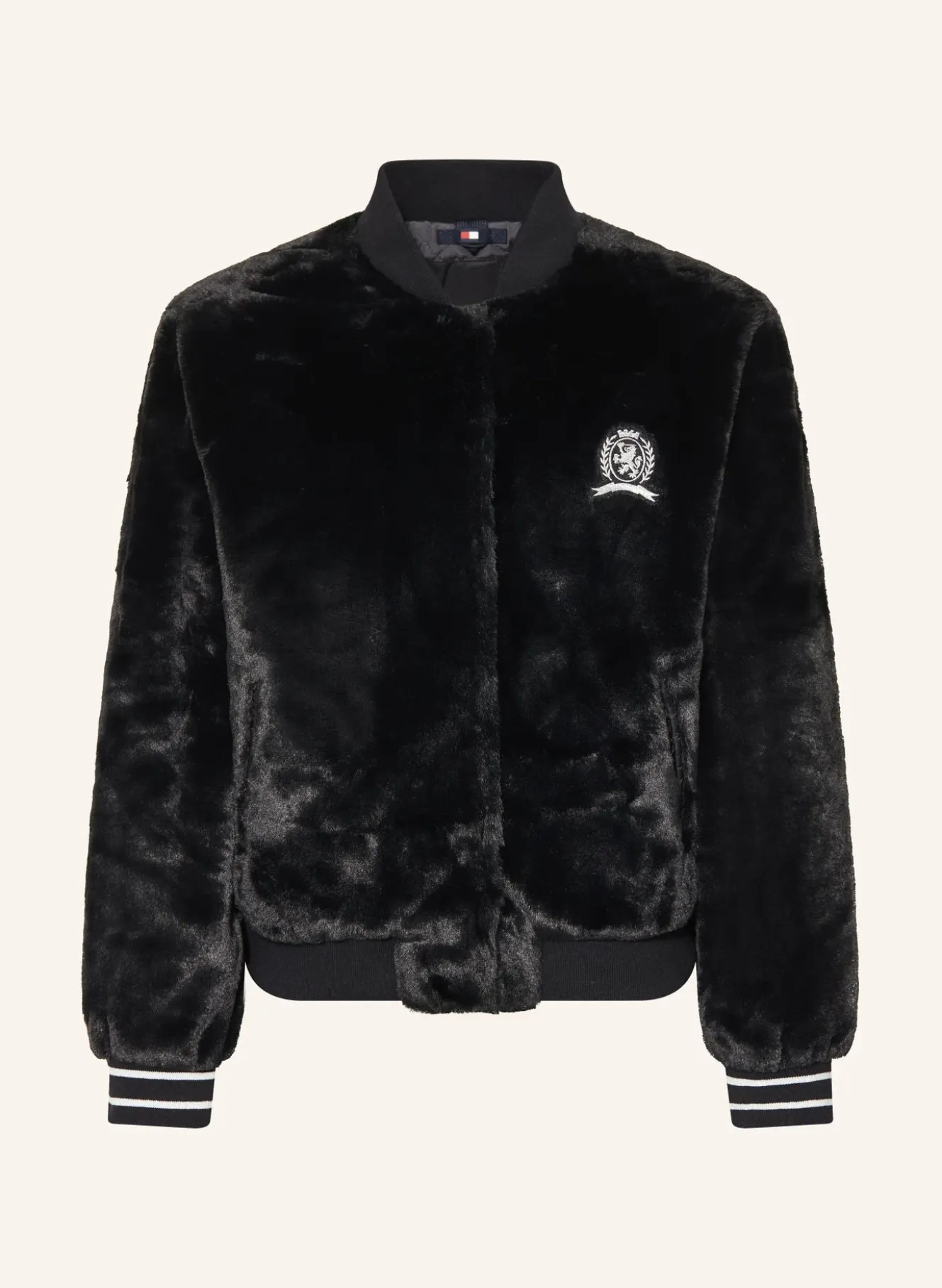 College-Jacke aus Kunstfell