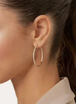 Creolen CLEO BIG aus 14 Karat Gelbgold mit Diamanten