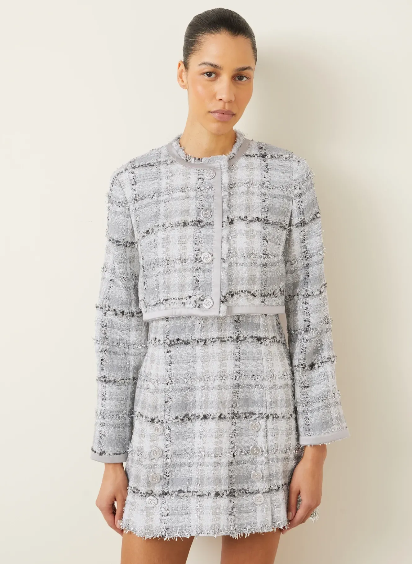 Cropped-Jacke RACHEL aus Tweed mit Glitzergarn