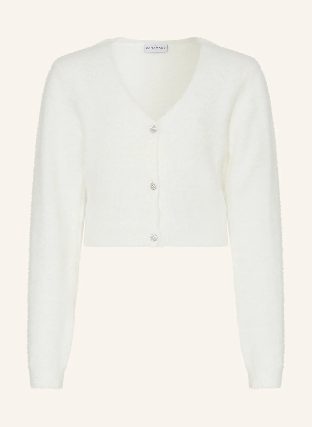 Cropped-Strickjacke mit Schmucksteinen