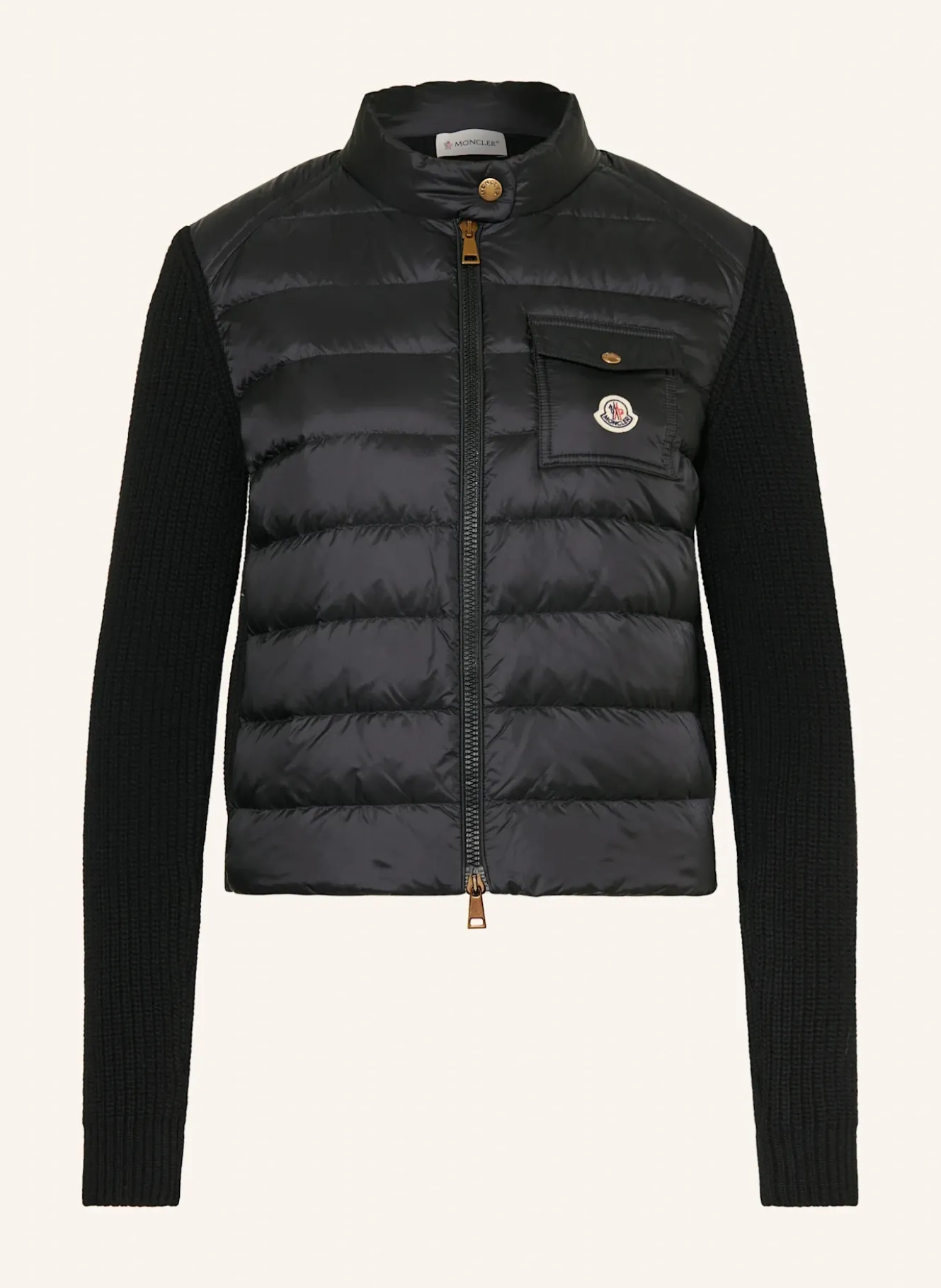 Daunenjacke im Materialmix