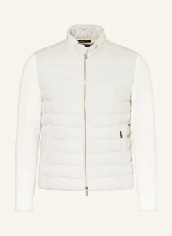 Daunenjacke im Materialmix mit Leinen