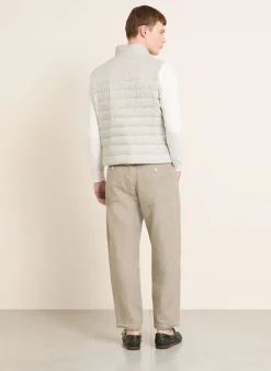 Daunenjacke im Materialmix mit Leinen