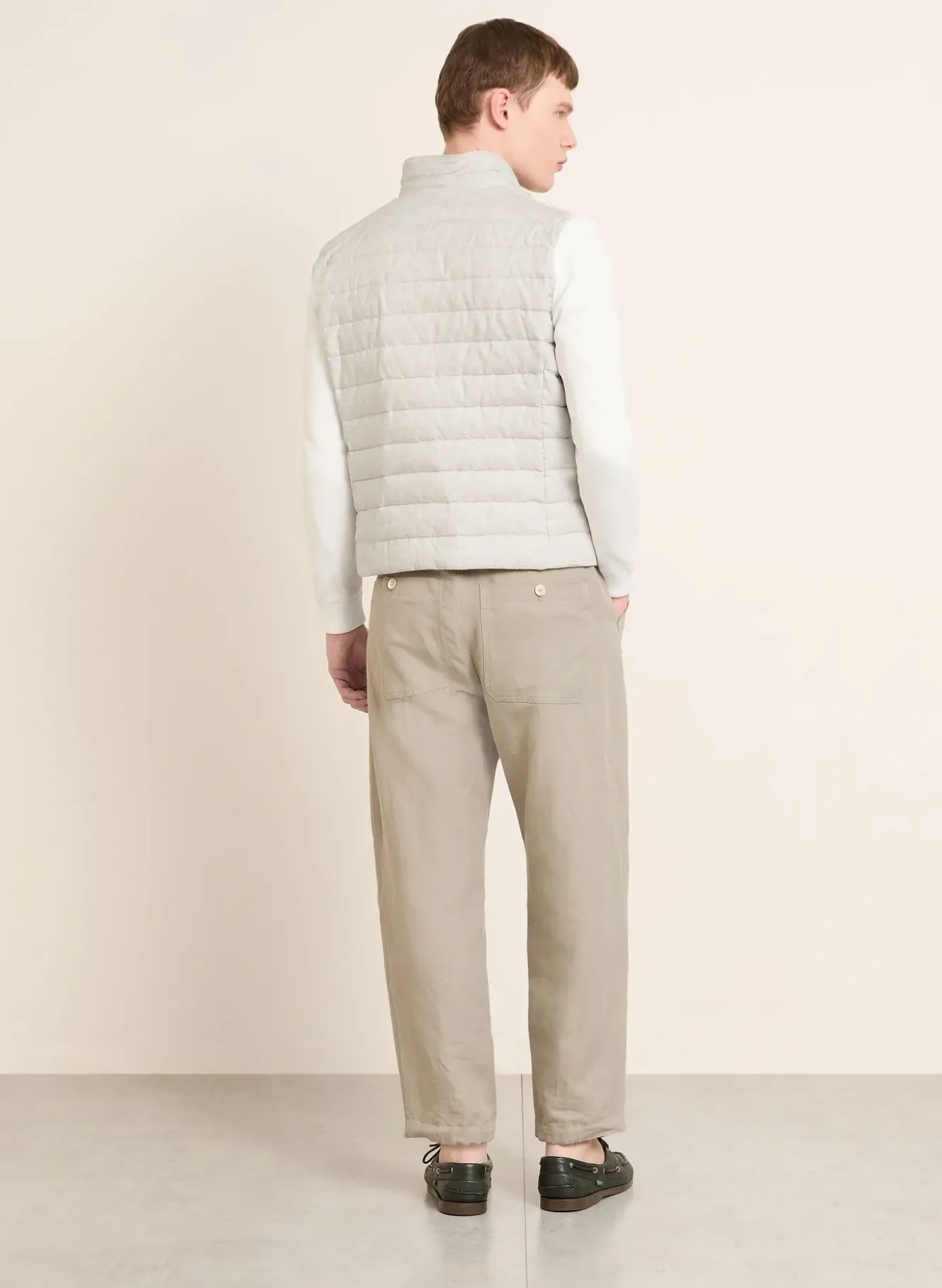 Daunenjacke im Materialmix mit Leinen