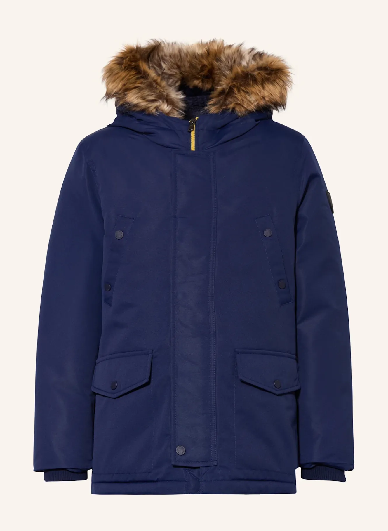 Daunenjacke mit Kunstpelz
