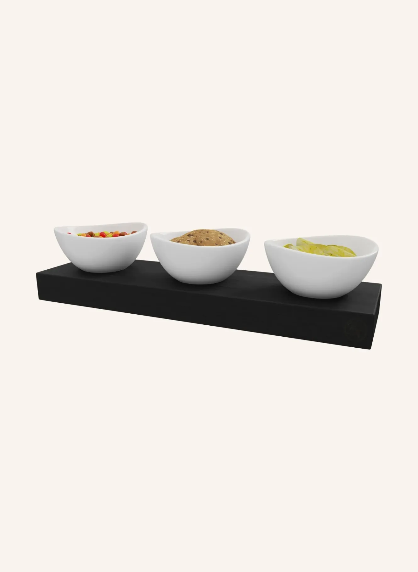3er-Set Servierschalen BLACK OAK TRAY
