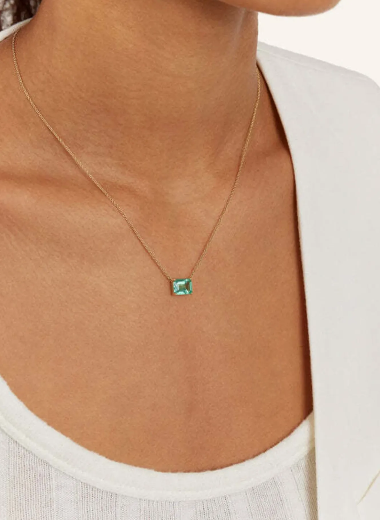 Halskette EDEN aus 14 Karat Gelbgold mit 1ct. Smaragd