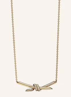 Halskette TIFFANY KNOT aus 18 Karat Gelbgold mit Diamanten im runden Brillantschliff