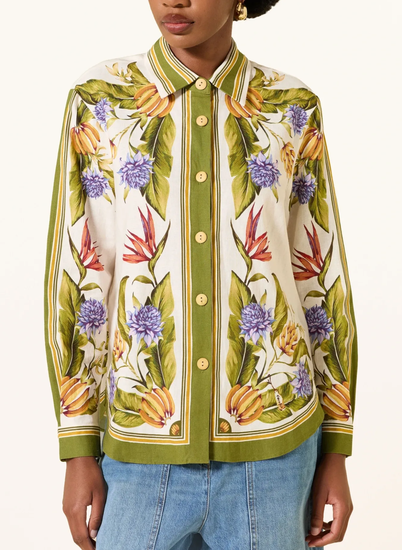 Hemdbluse TROPICAL SCARF SAND mit Leinen