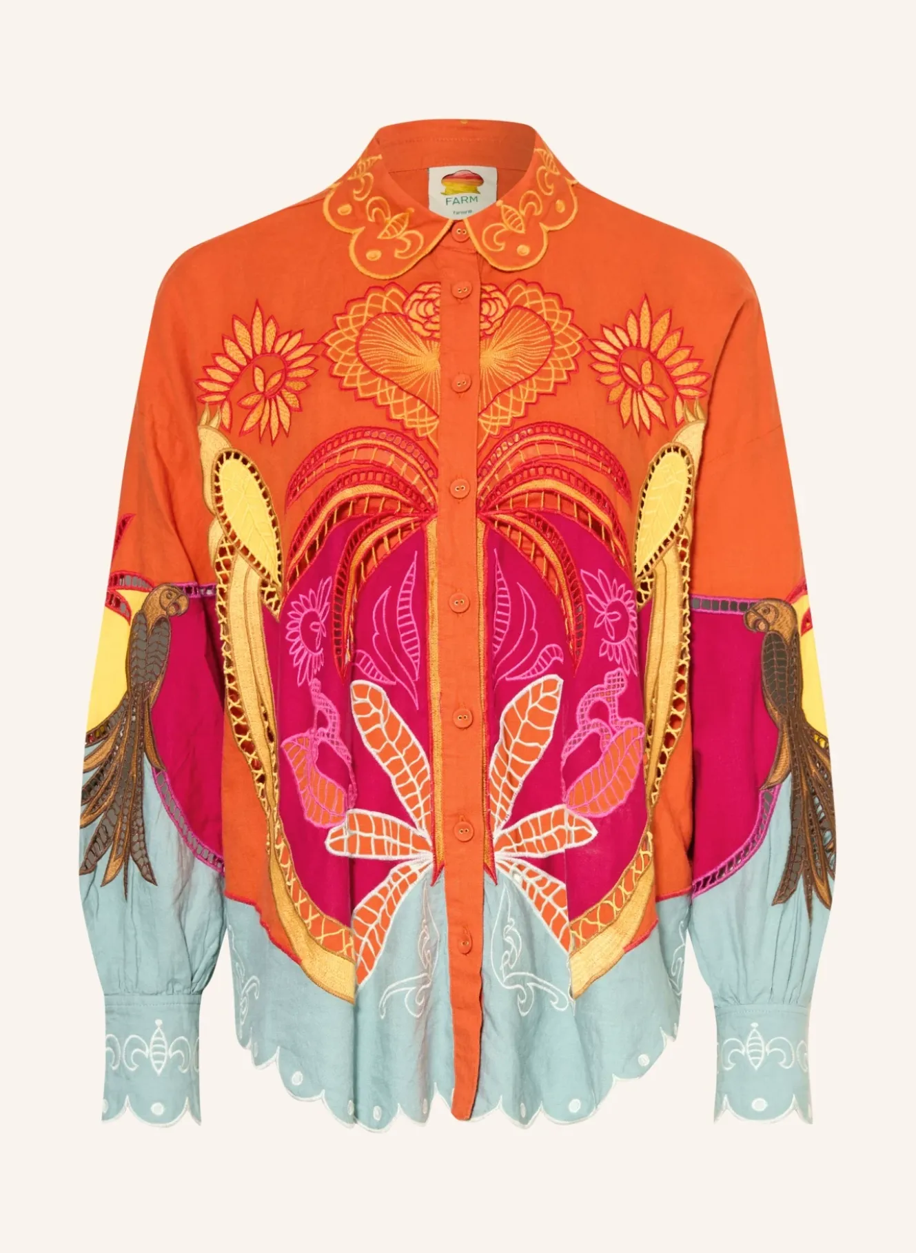 Hemdbluse USIACURI RICHELIEU mit Leinen und Lochspitze