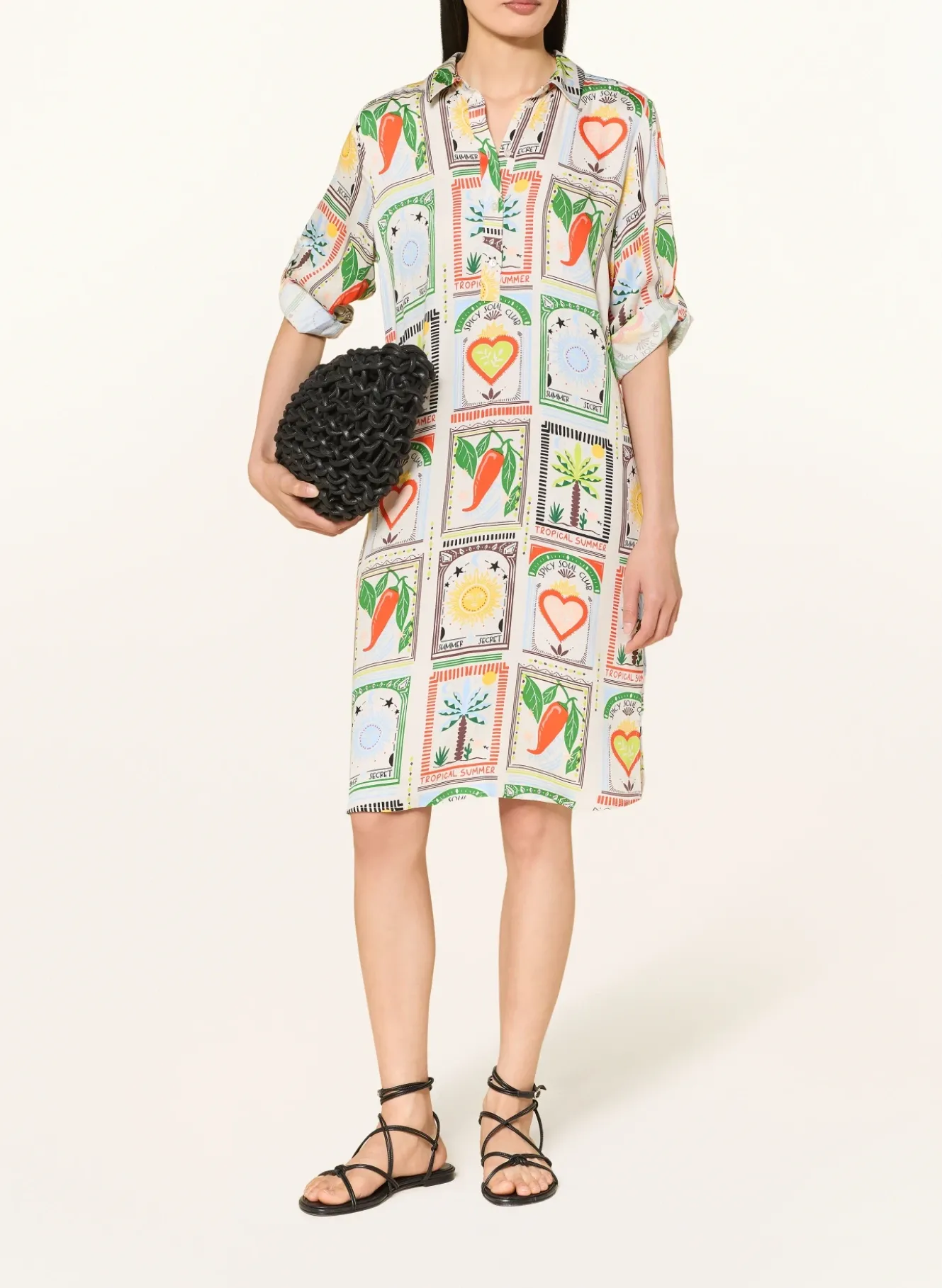 Hemdblusenkleid mit 3/4-Arm
