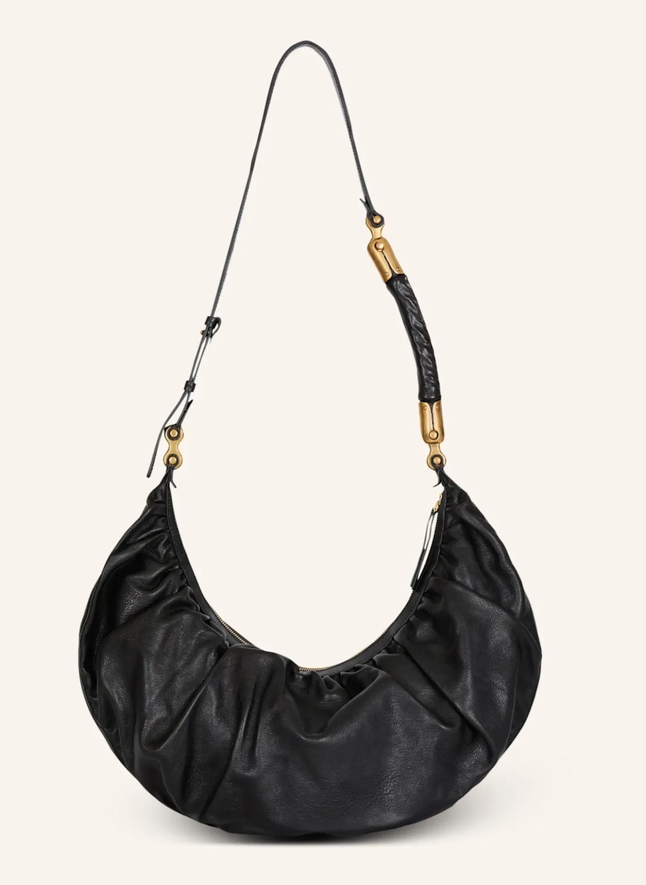 Hobo Bag Ébène aus Kalbsleder