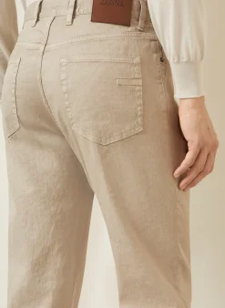 Hose Slim Fit mit Leinen
