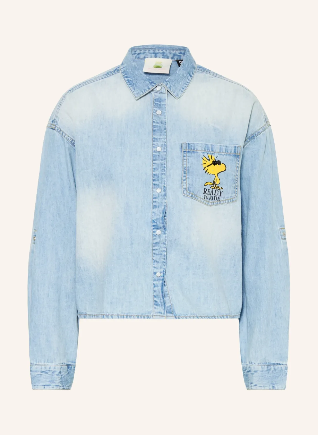 Jeansbluse mit Schmucksteinen