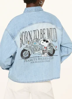 Jeansbluse mit Schmucksteinen