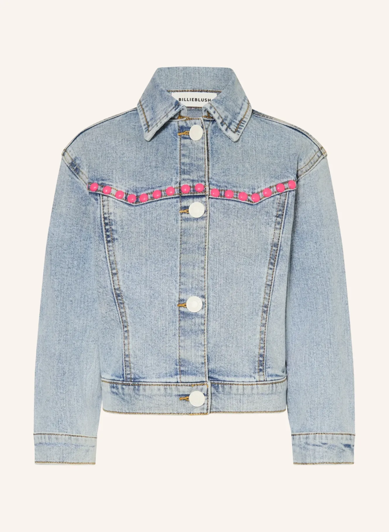 Jeansjacke mit Pailletten und Nieten