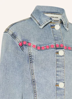 Jeansjacke mit Pailletten und Nieten
