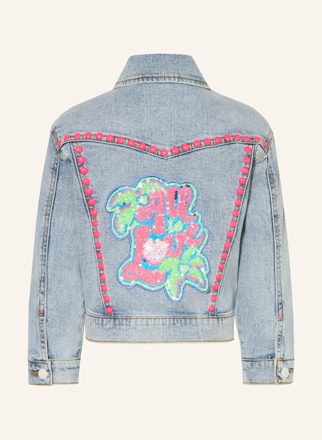 Jeansjacke mit Pailletten und Nieten
