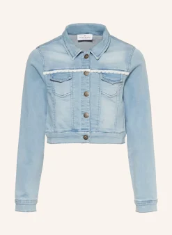 Jeansjacke mit Spitze und Pailletten