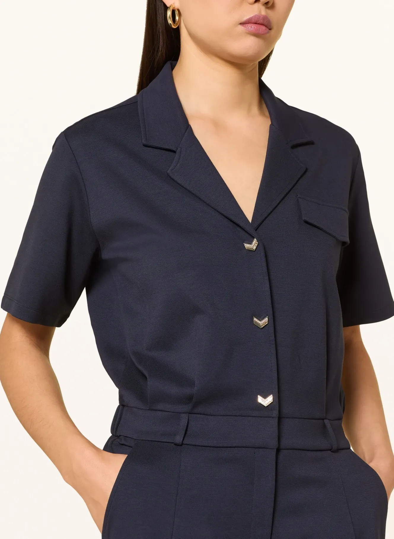 Jersey-Jumpsuit mit Schmucksteinen