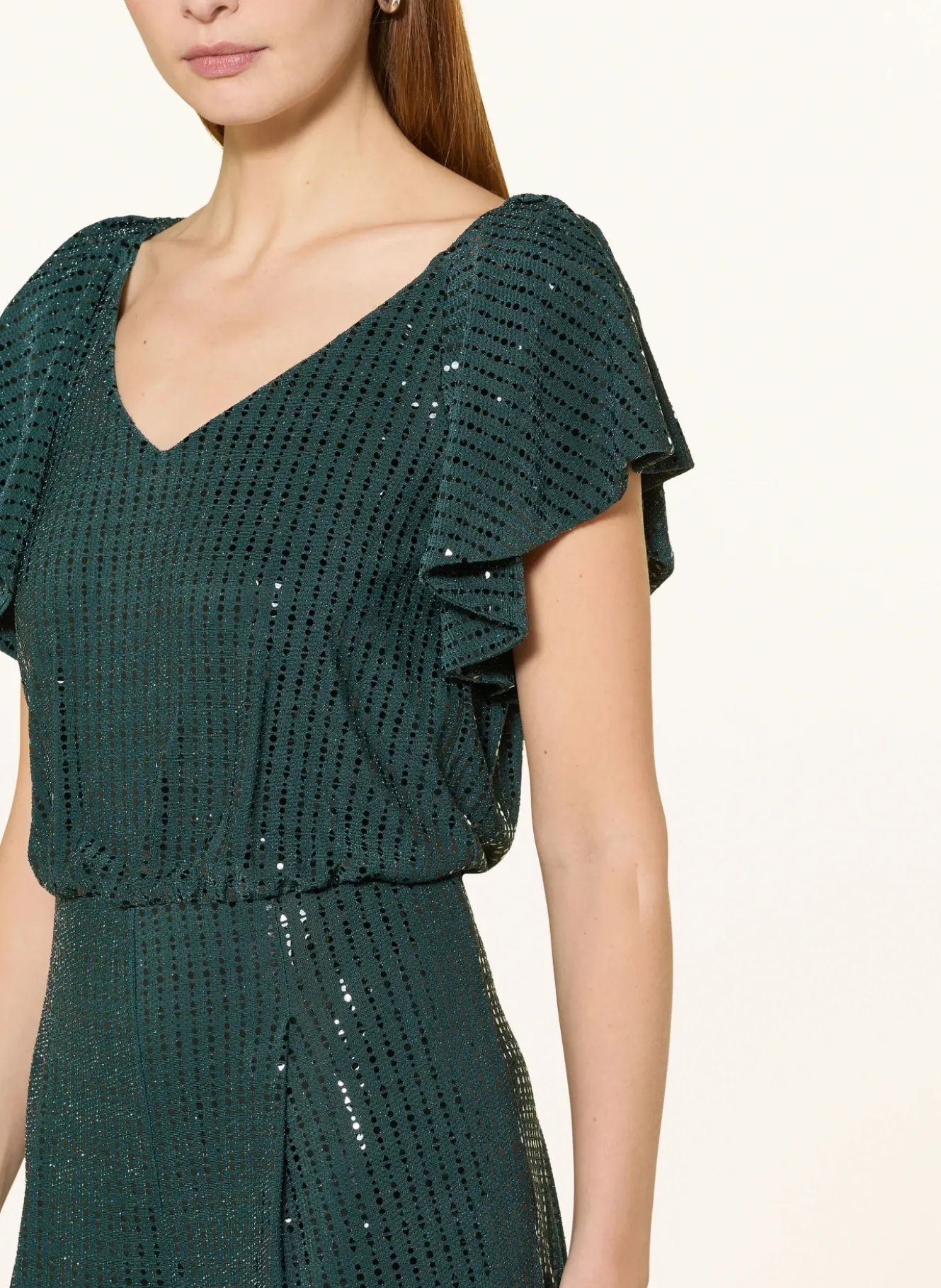 Jumpsuit mit Volants und Pailletten