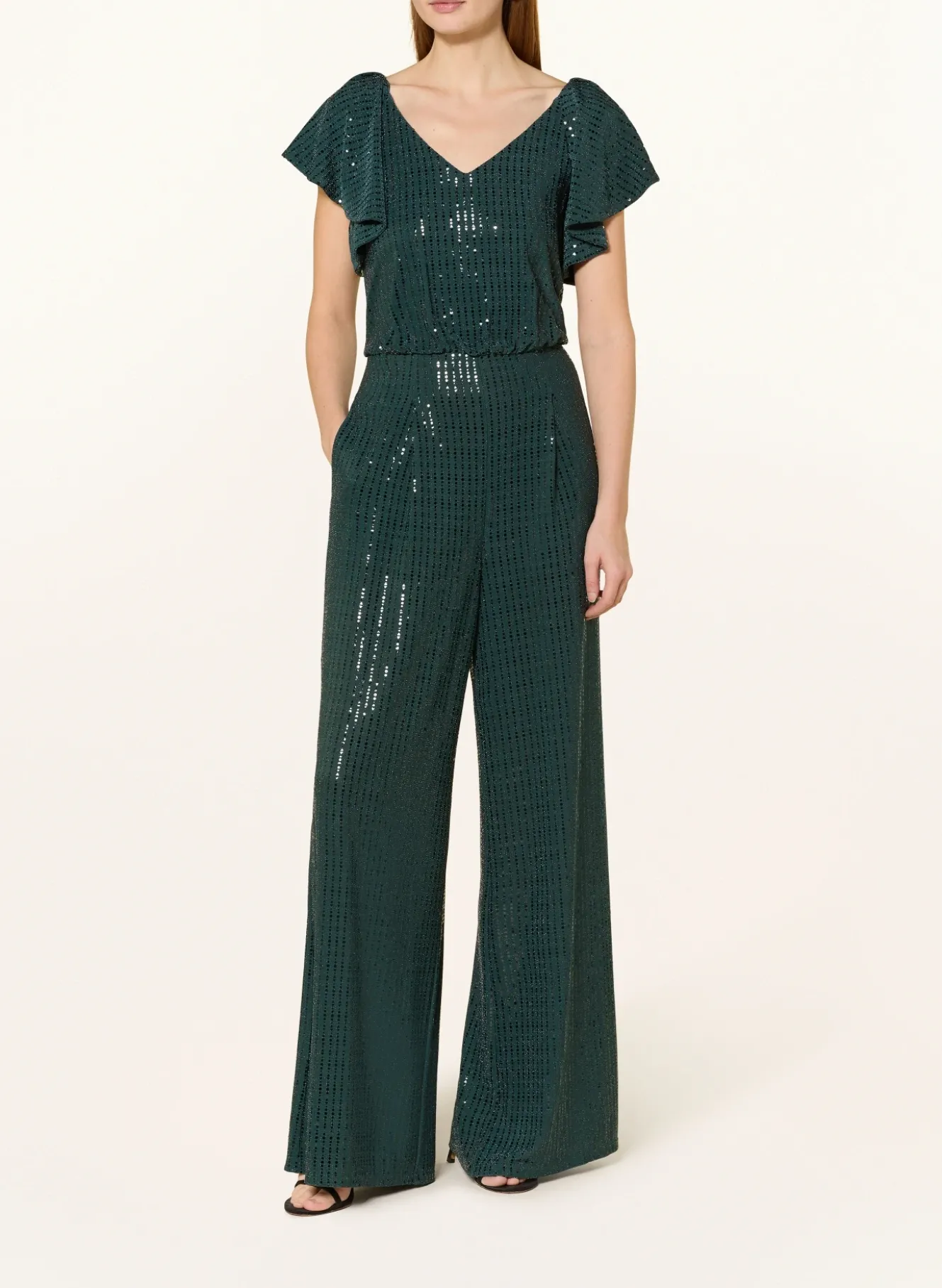 Jumpsuit mit Volants und Pailletten
