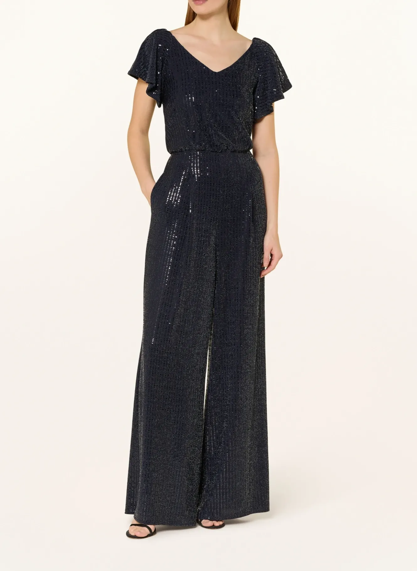 Jumpsuit mit Volants und Pailletten