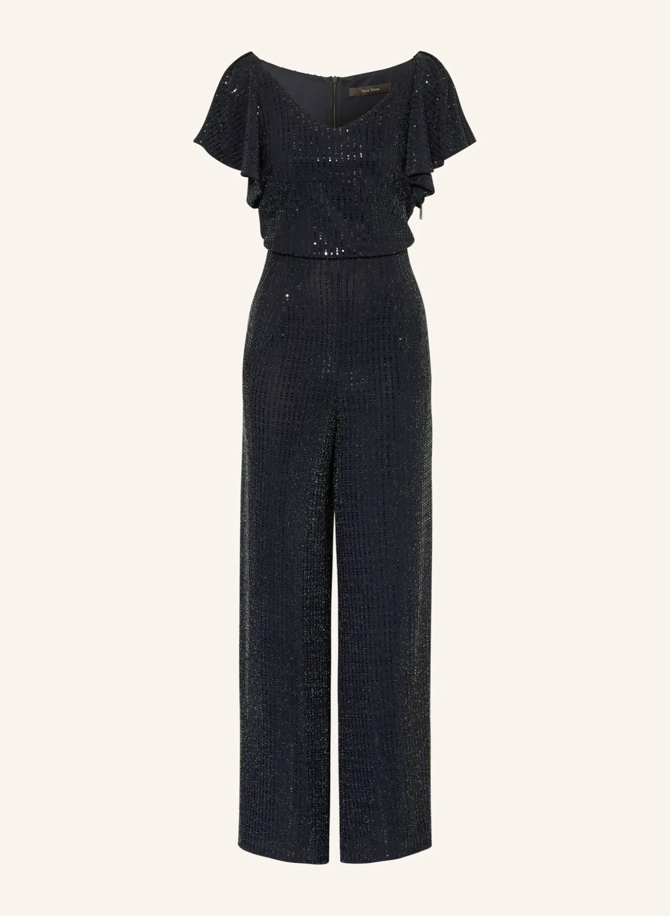 Jumpsuit mit Volants und Pailletten