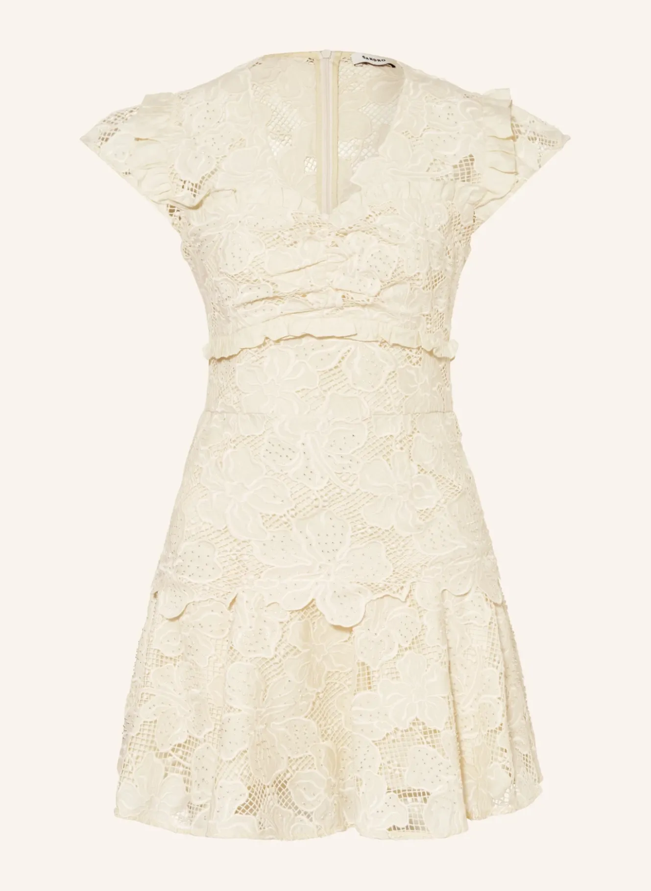 Kleid aus Lochspitze mit Schmucksteinbesatz