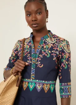 Kleid mit 3/4-Arm und Rüschen