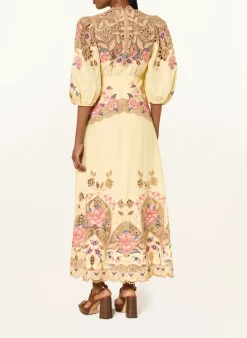 Kleid mit Leinen und Lochspitze