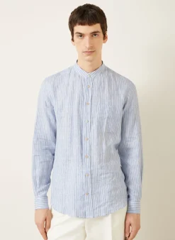 Leinenhemd Regular Fit mit Stehkragen