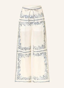 Marlenehose aus Leinen mit Spitze
