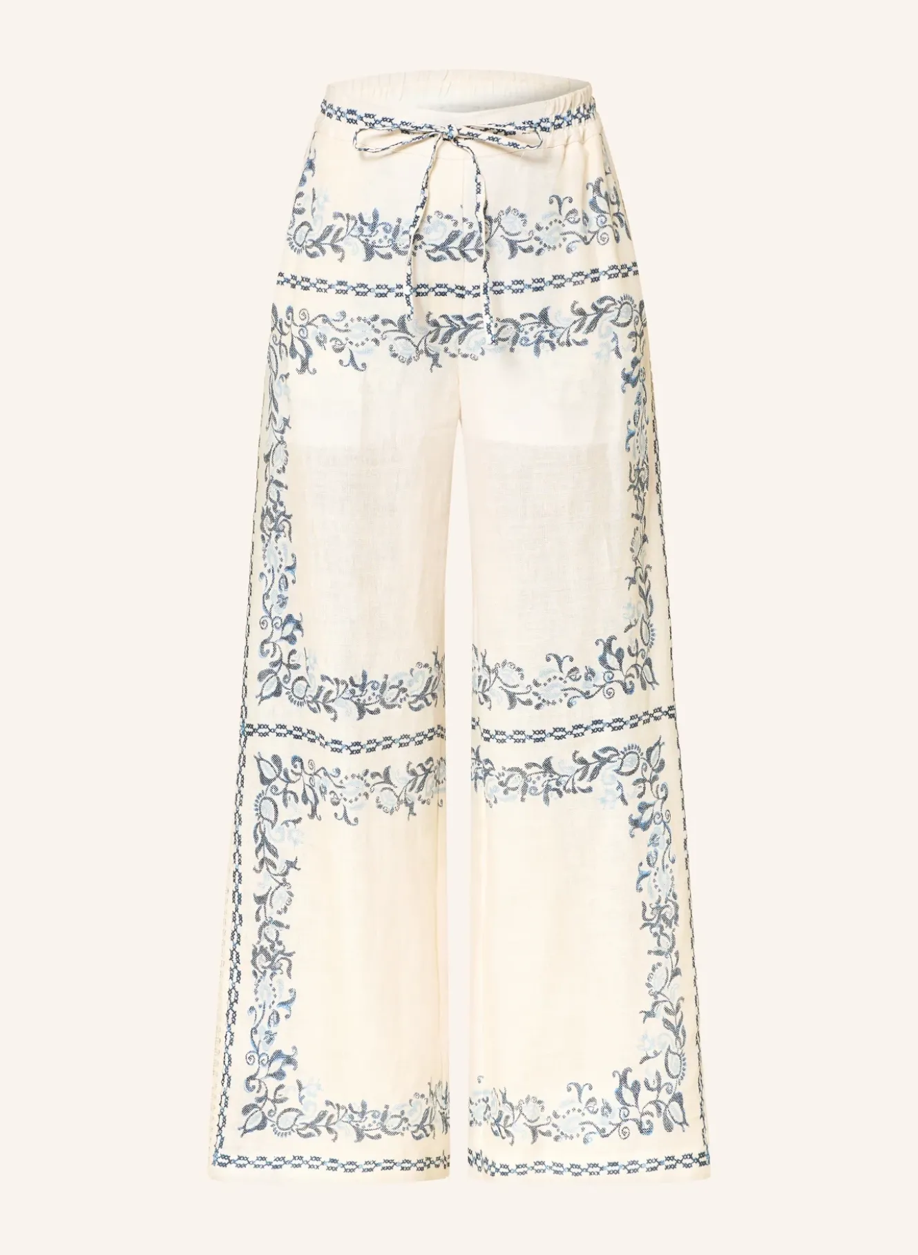 Marlenehose aus Leinen mit Spitze