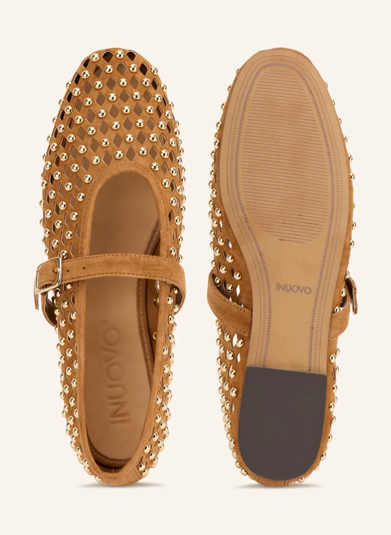 Mary-Jane-Ballerinas mit Nieten