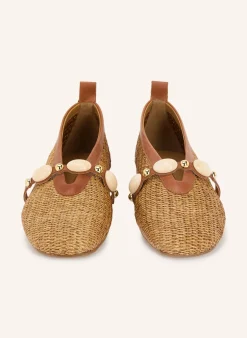 Mary-Jane-Ballerinas RAFIA IBIZA mit Schmucksteinen