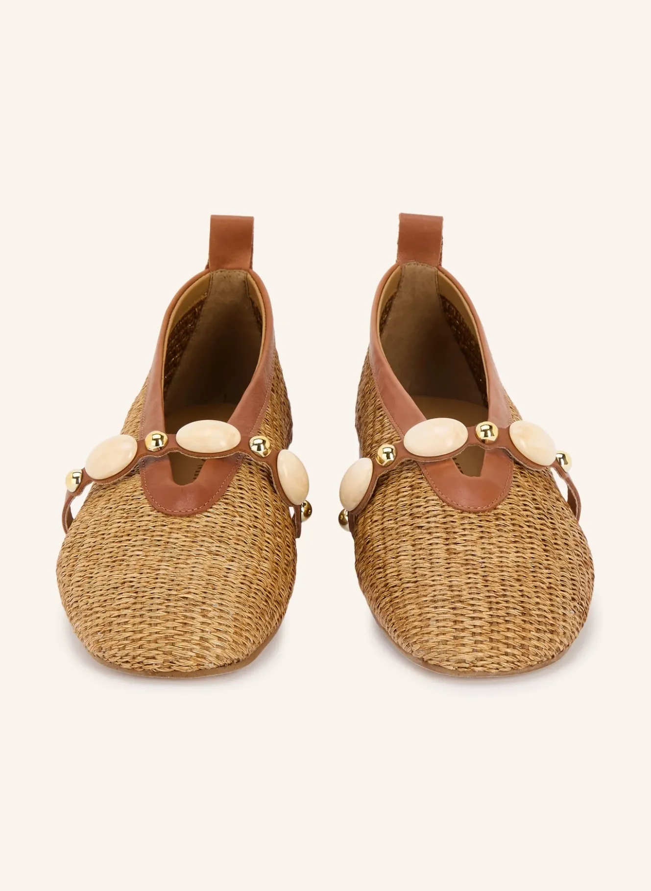 Mary-Jane-Ballerinas RAFIA IBIZA mit Schmucksteinen