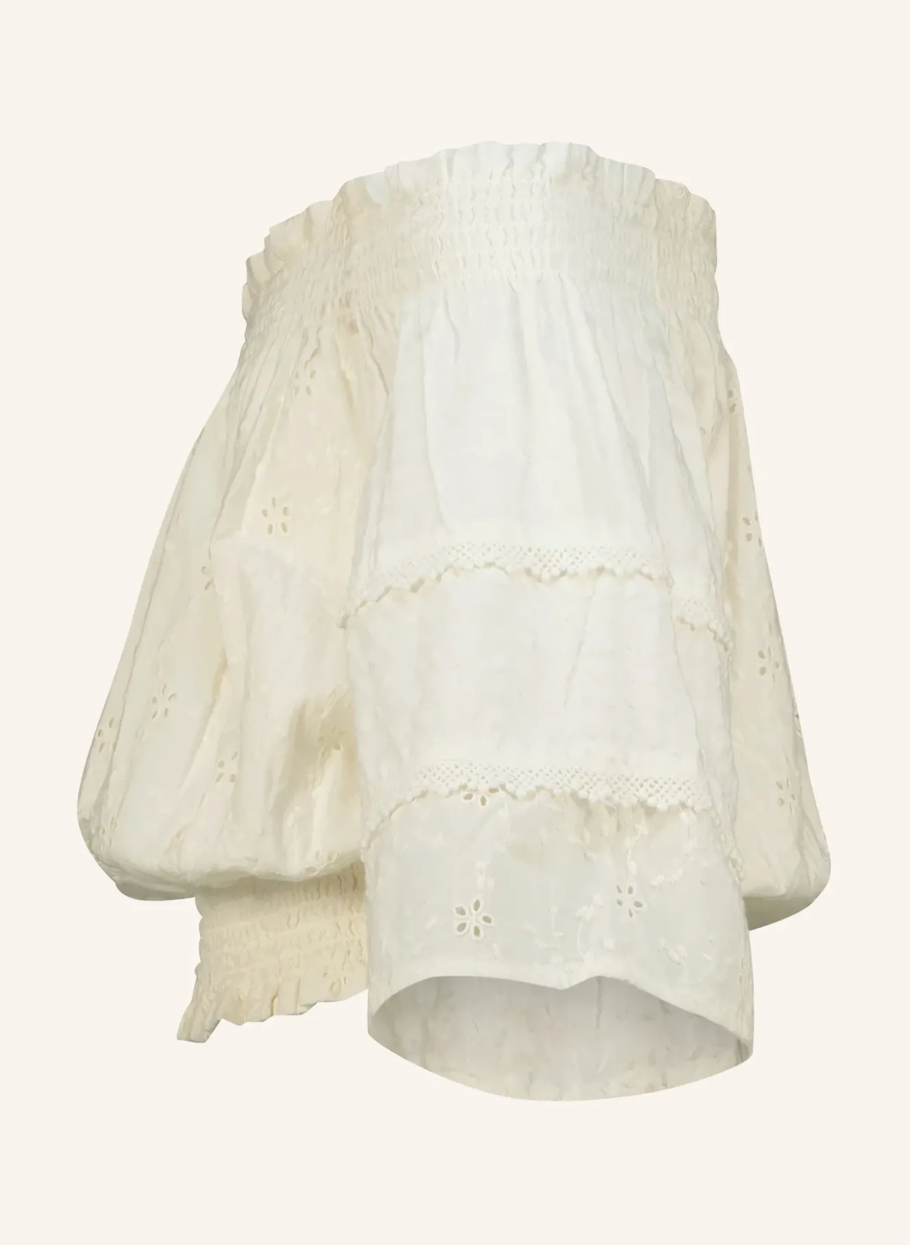 Off-Shoulder-Bluse LILIANNE mit Lochspitze und Rüschen